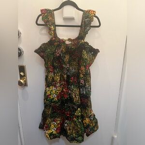 ASOS Curve Watercolor Floral Smocked Mini Dress (US 18)